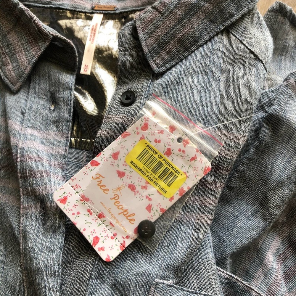 free people • cutie plaid button down top - Picture 4 of 6